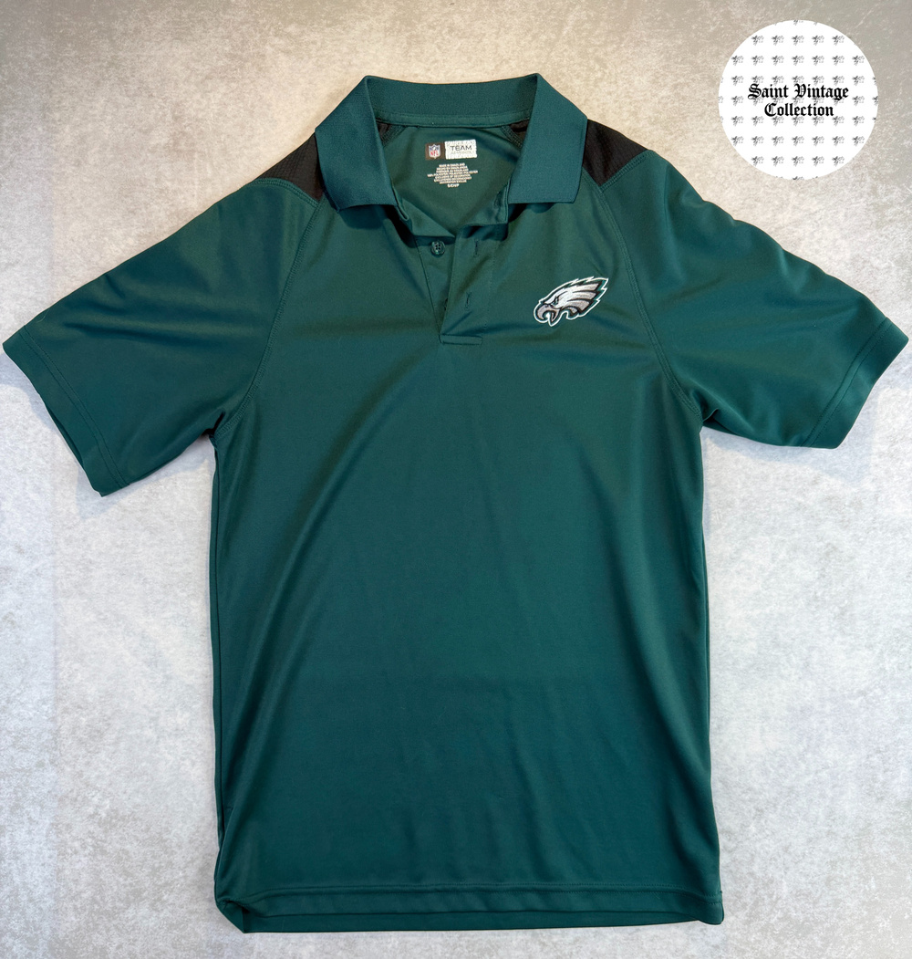 NFL Team Apparel Philadelphia Eagles Polo Shirt Green Black Size S